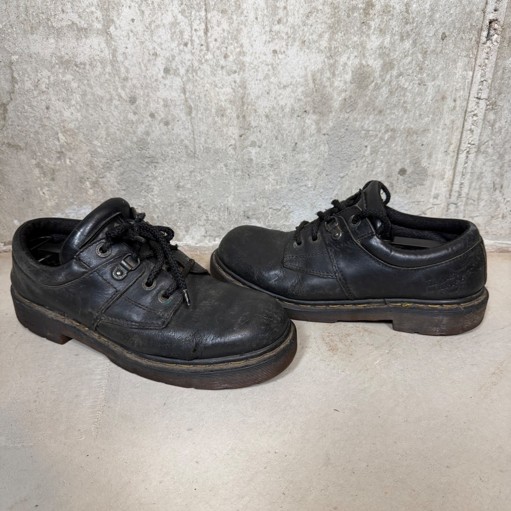 vintage Dr Martens 8933 Industrial Black Leather Shoes Made in England womens 9